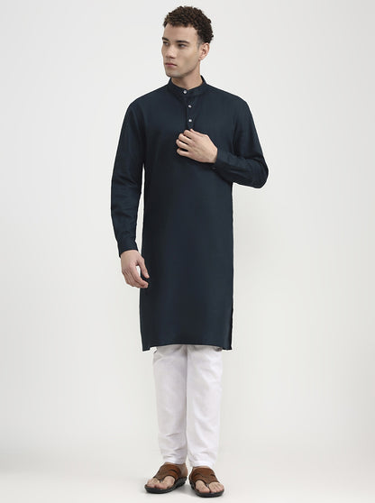Bottle Green Solid  Modi Kurta | JadeBlue