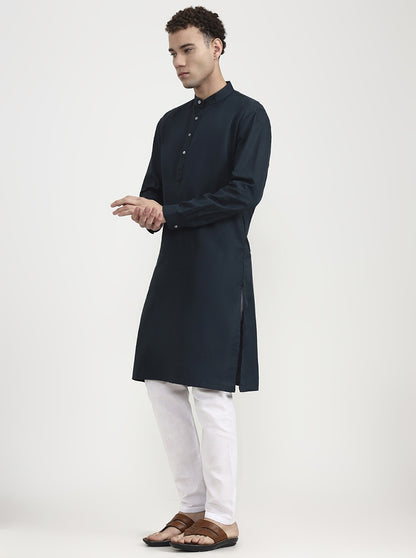 Bottle Green Solid  Modi Kurta | JadeBlue