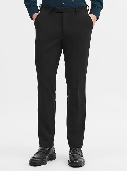 Black Solid Super Slim Fit Formal Trouser | JadeBlue Youth