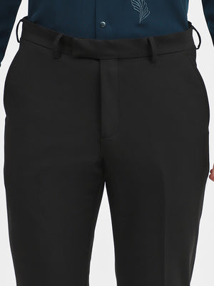 Black Solid Super Slim Fit Formal Trouser | JadeBlue Youth