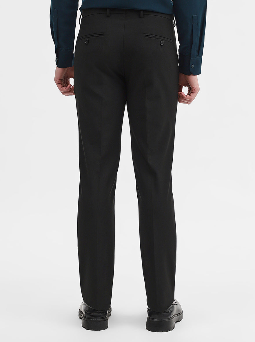 Black Solid Super Slim Fit Formal Trouser | JadeBlue Youth