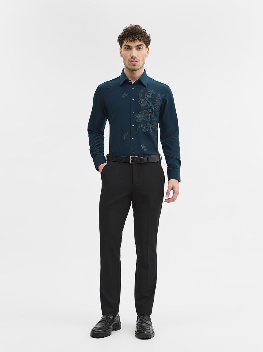 Black Solid Super Slim Fit Formal Trouser | JadeBlue Youth
