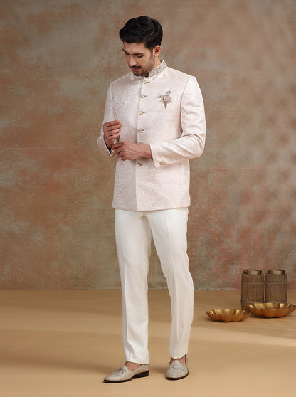 Pink Placement Embroidery Jodhpuri Suit | JB X JB