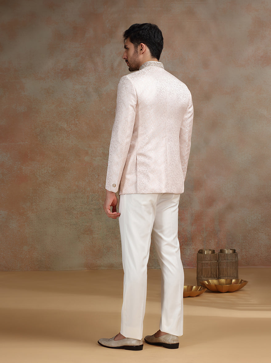 Pink Placement Embroidery Jodhpuri Suit | JB X JB