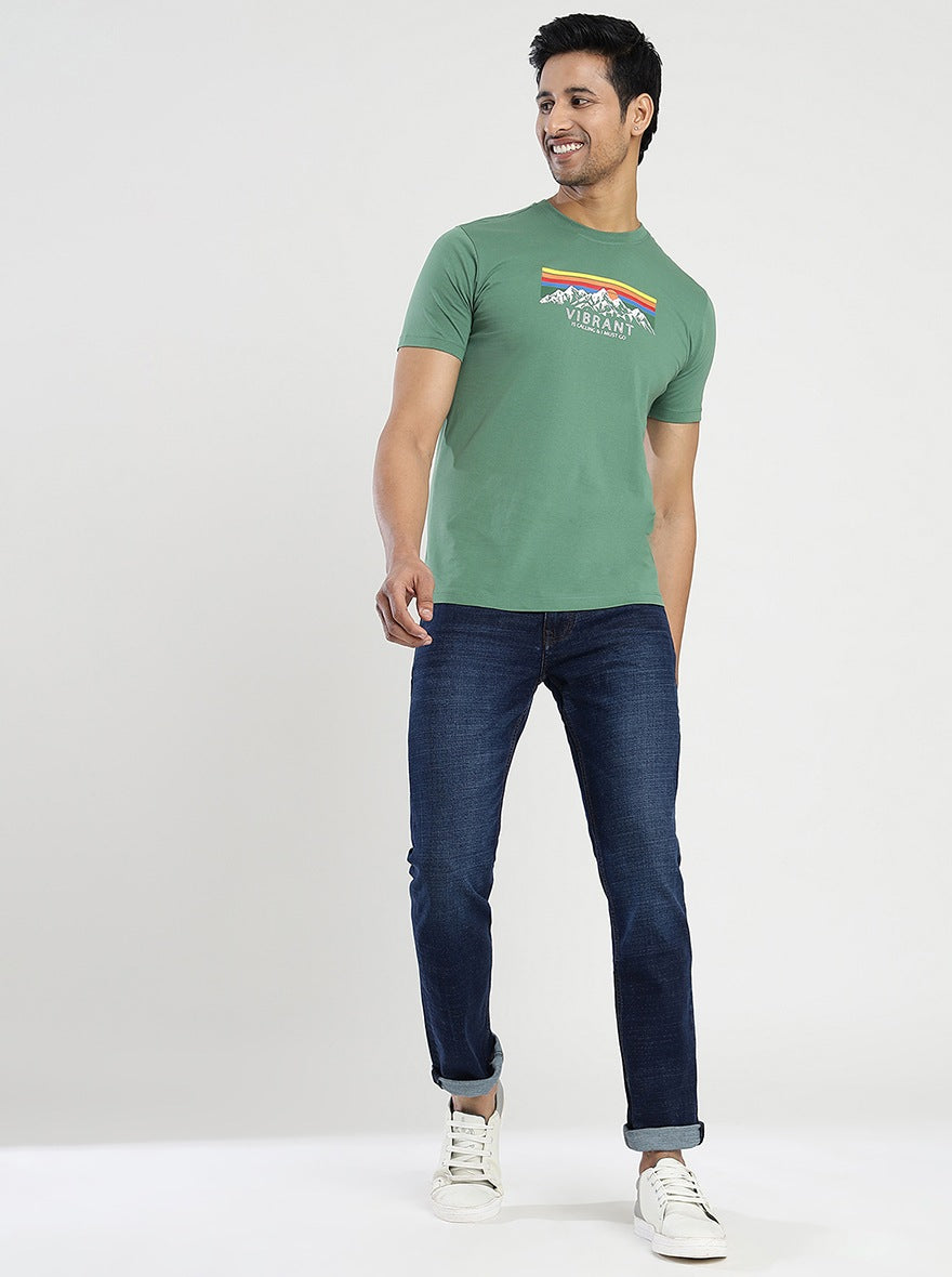 Green Printed Slim Fit T-Shirt | Greenfibre