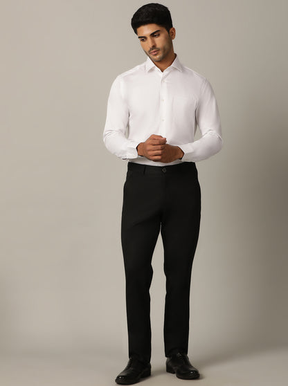 White Solid Slim Fit Formal Shirt | Metal