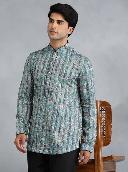Teal Blue Printed Kurta | The Kurta Company
