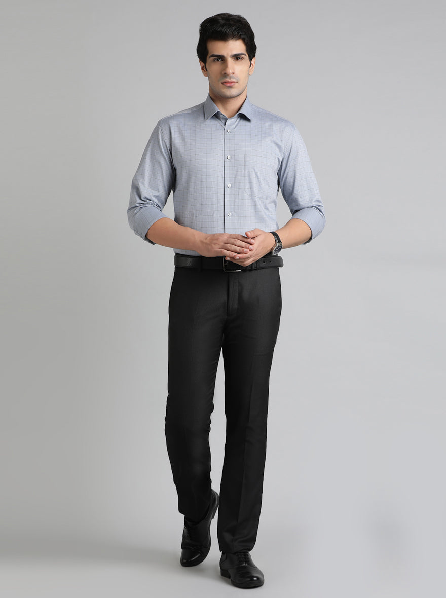 Grey Checked Regular Fit Formal Shirt | JadeBlue