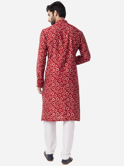Classic Berry Red Printed Kurta | The Kurta Company