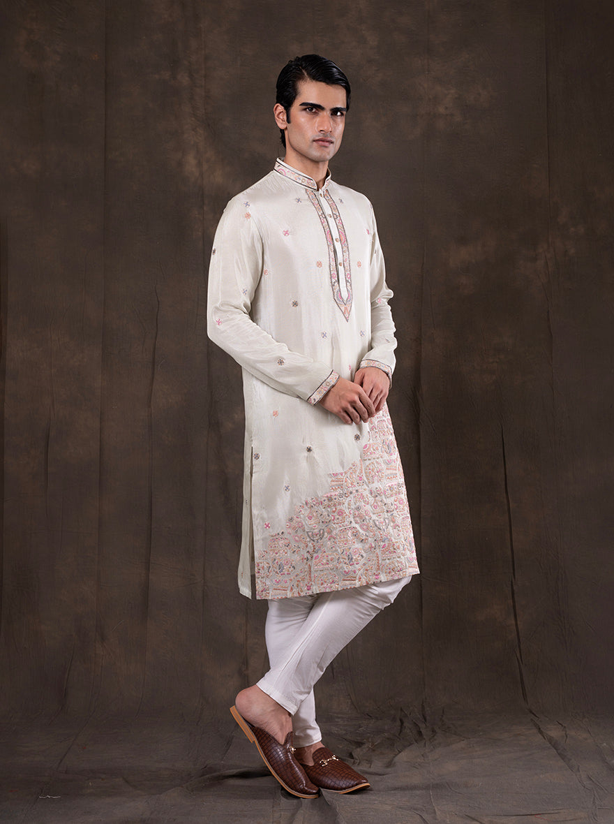 Pista Embroidered  Kurta Pajama | Virasana