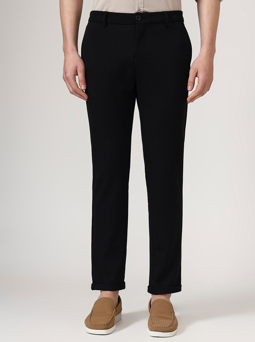 Black Solid Venice Fit Casual Trouser | JadeBlue