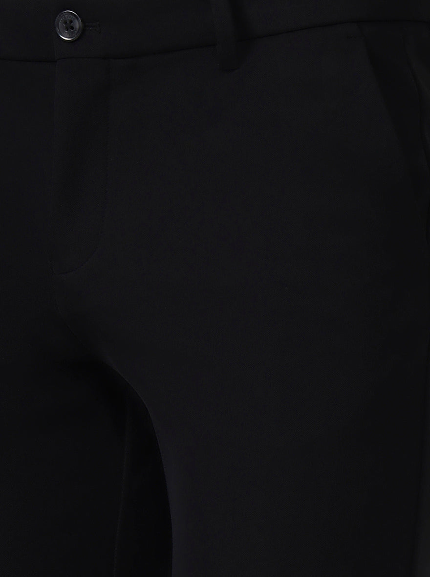 Black Solid Venice Fit Casual Trouser | JadeBlue