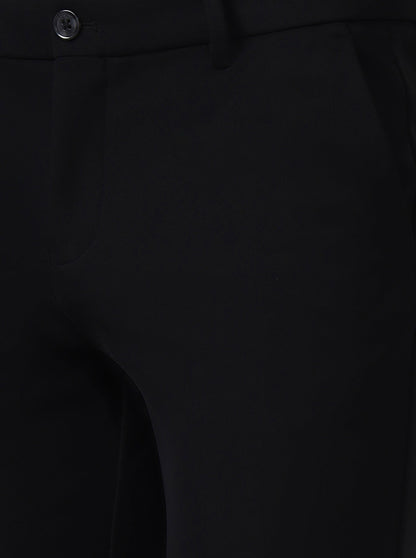 Black Solid Venice Fit Casual Trouser | JadeBlue