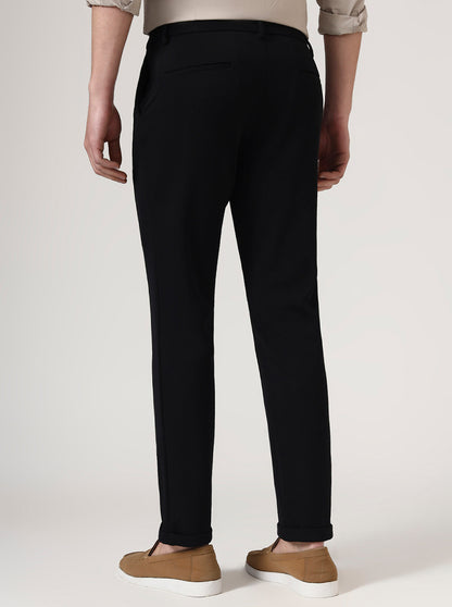 Black Solid Venice Fit Casual Trouser | JadeBlue