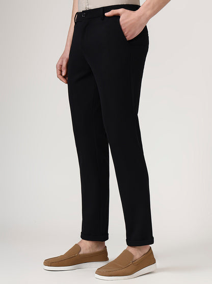 Black Solid Venice Fit Casual Trouser | JadeBlue