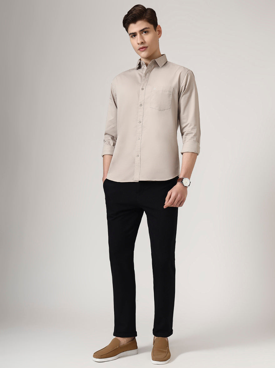 Black Solid Venice Fit Casual Trouser | JadeBlue