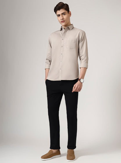 Black Solid Venice Fit Casual Trouser | JadeBlue