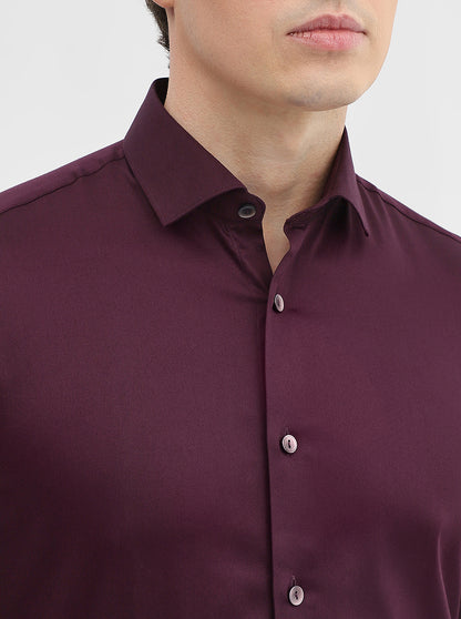 Wine Solid Slim Fit Party Wear Shirt | Wyre