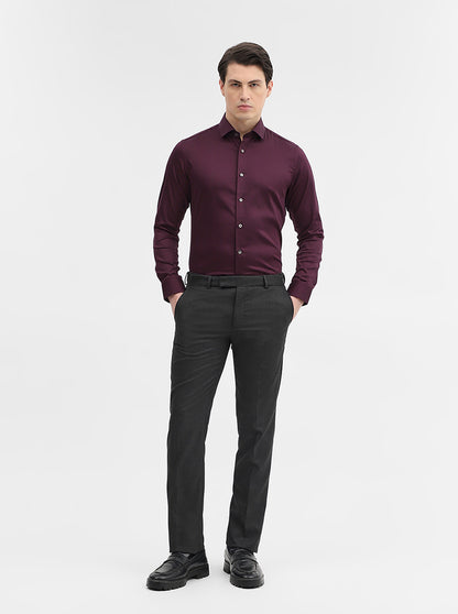 Wine Solid Slim Fit Party Wear Shirt | Wyre