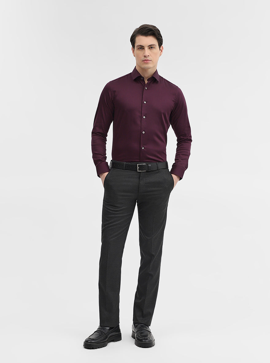 Wine Solid Slim Fit Party Wear Shirt | Wyre