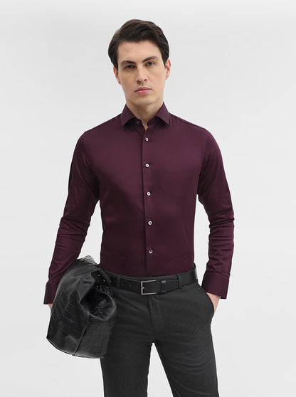 Wine Solid Slim Fit Party Wear Shirt | Wyre