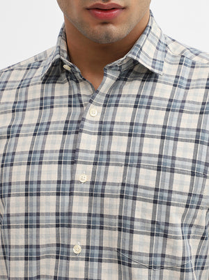 Teal & Blue Checked Smart Fit Semi Casual Shirt | JadeBlue