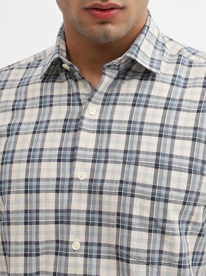 Teal & Blue Checked Smart Fit Semi Casual Shirt | JadeBlue