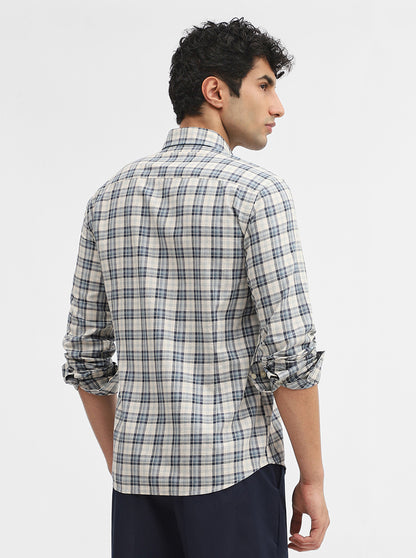 Teal & Blue Checked Smart Fit Semi Casual Shirt | JadeBlue