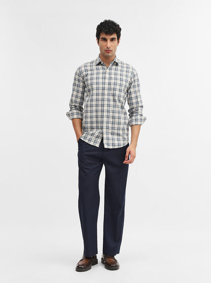 Teal & Blue Checked Smart Fit Semi Casual Shirt | JadeBlue