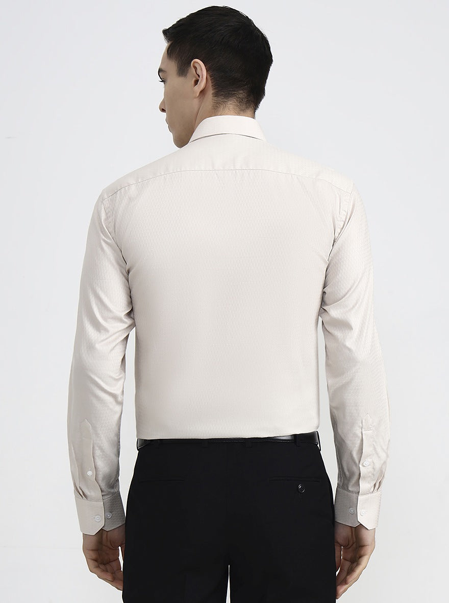 Beige Solid Regular Fit Formal Shirt | JadeBlue