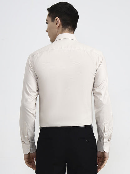 Beige Solid Regular Fit Formal Shirt | JadeBlue