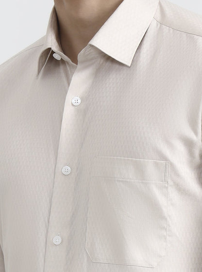 Beige Solid Regular Fit Formal Shirt | JadeBlue