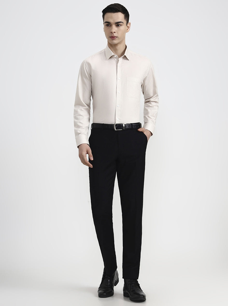 Beige Solid Regular Fit Formal Shirt | JadeBlue