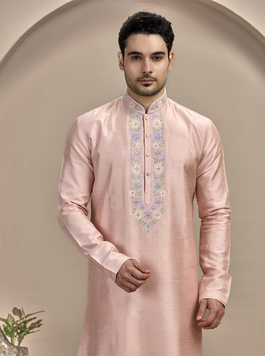 Pink Embroidered Kurta Pajama | Virasana