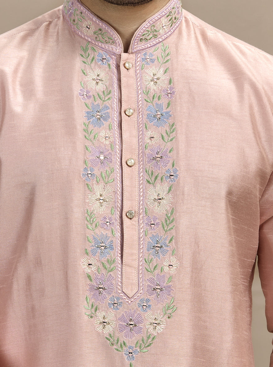 Pink Embroidered Kurta Pajama | Virasana