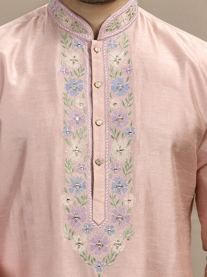 Pink Embroidered Kurta Pajama | Virasana