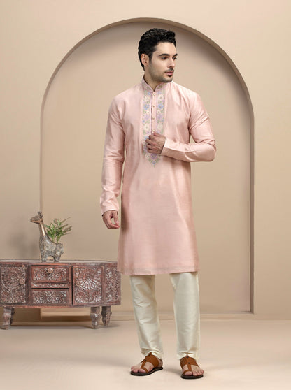 Pink Embroidered Kurta Pajama | Virasana