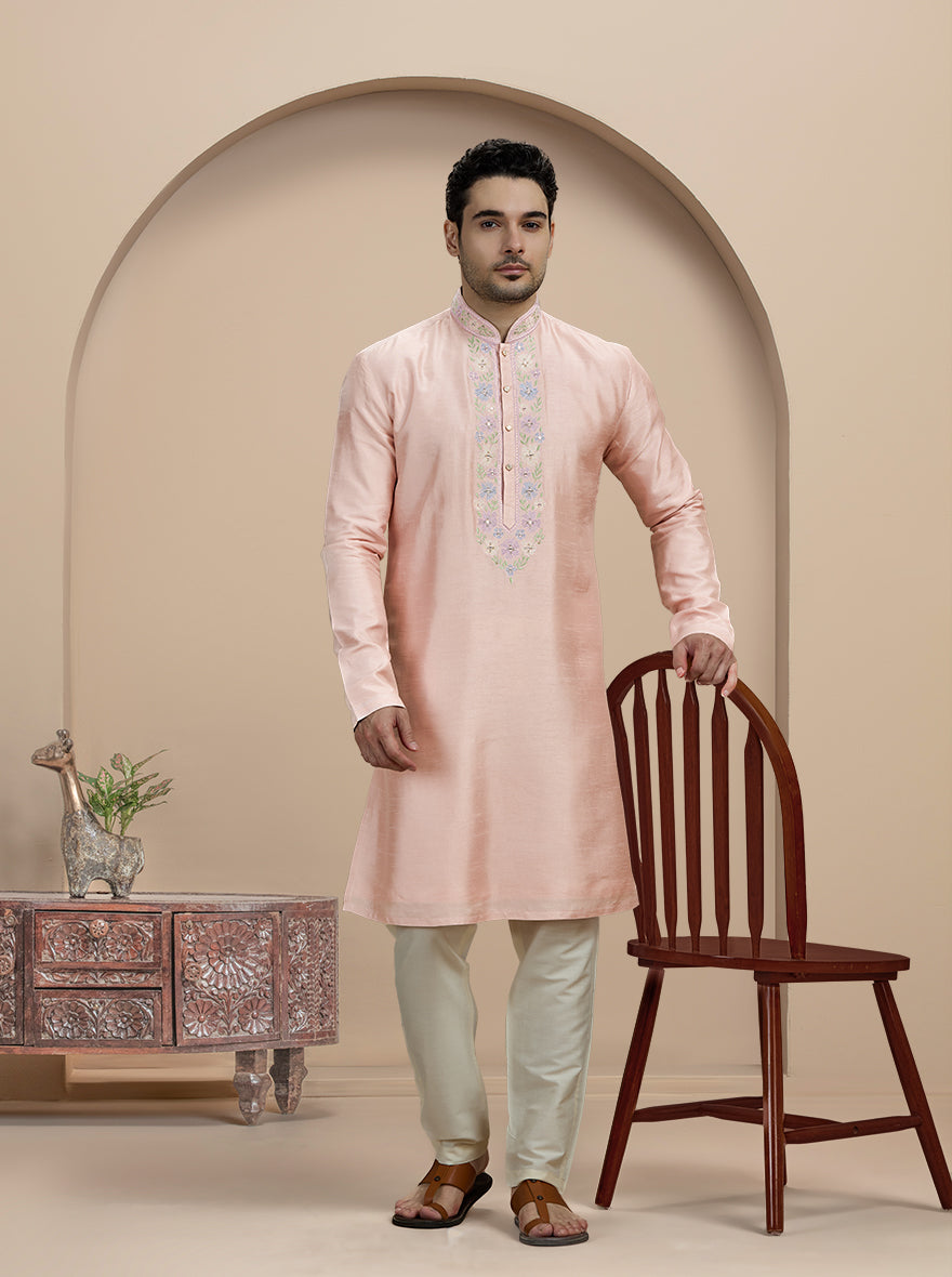 Pink Embroidered Kurta Pajama | Virasana