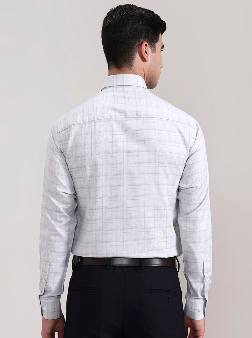 Pista Grey Checked Slim Fit Formal Shirt | Metal