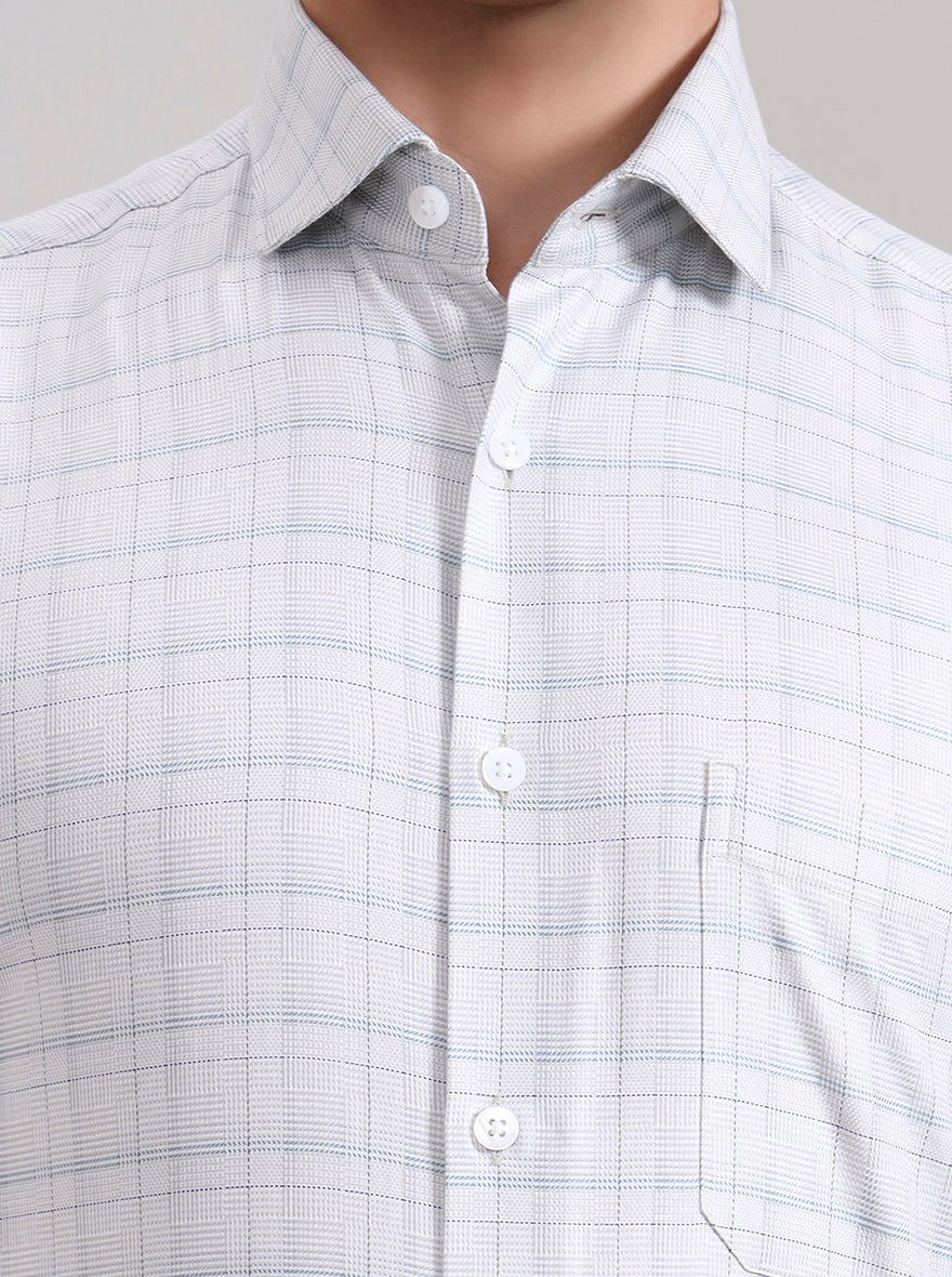 Pista Grey Checked Slim Fit Formal Shirt | Metal