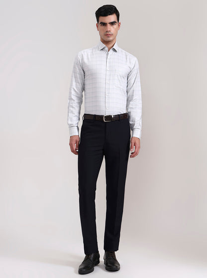 Pista Grey Checked Slim Fit Formal Shirt | Metal