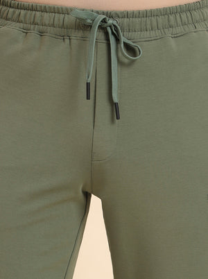Olive Green Solid Slim Fit Track Pant | JadeBlue