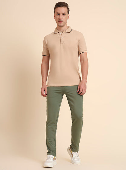 Olive Green Solid Slim Fit Track Pant | JadeBlue