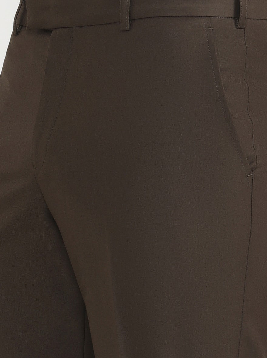 Brown Solid Regular Fit Formal Trouser | JadeBlue