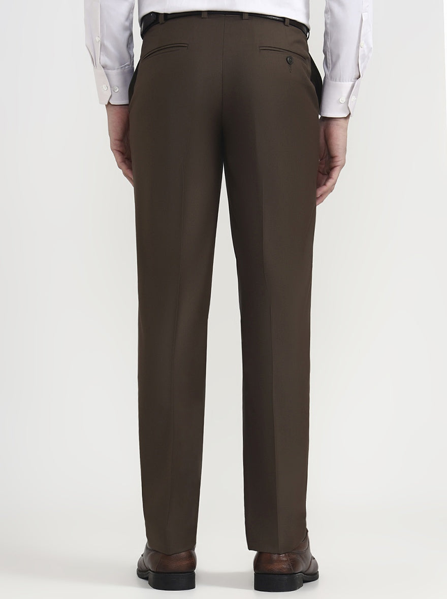 Brown Solid Regular Fit Formal Trouser | JadeBlue