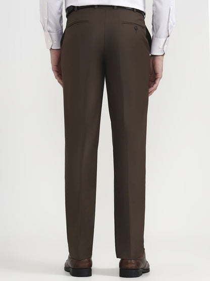 Brown Solid Regular Fit Formal Trouser | JadeBlue