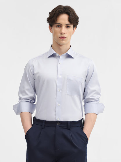 Sky Blue Solid Slim Fit Formal Shirt | JadeBlue Super Luxe