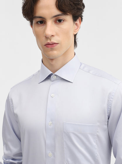 Sky Blue Solid Slim Fit Formal Shirt | JadeBlue Super Luxe