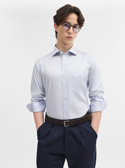 Sky Blue Solid Slim Fit Formal Shirt | JadeBlue Super Luxe