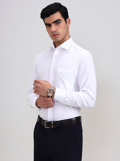 White Solid Regular Fit Formal Shirt | Greenfibre